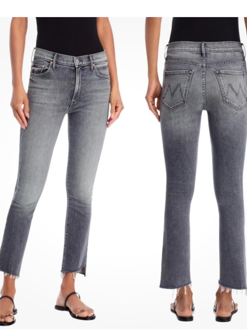 MOTHER Sz 30 Insider Crop Step Fray Faded Black Dancing In The Moonlight Jeans